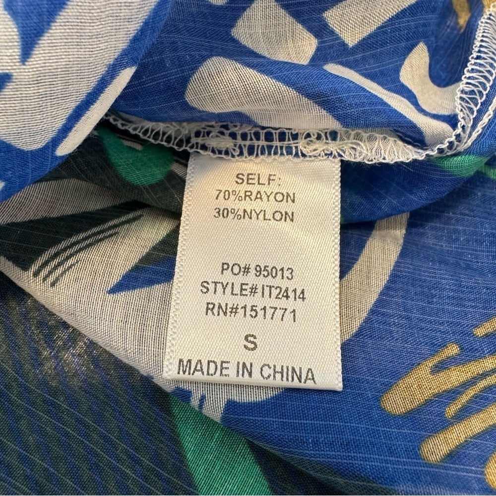 Le Lis Retro Blue and Green Abstract Casual Shirt size Small - Picture 6 of 10